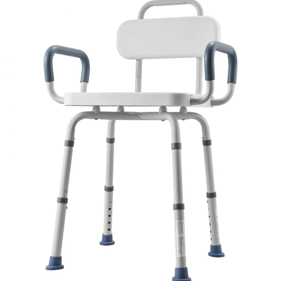 VEVOR Swivel Shower Chair with Arms and Back, 400 lbs Heavy Duty Bench Seat for Inside Shower Stall and Bathtub, Height Adjustable Bathroom Bath Tub Seat for Adults, Seniors, Elderly and Disabled