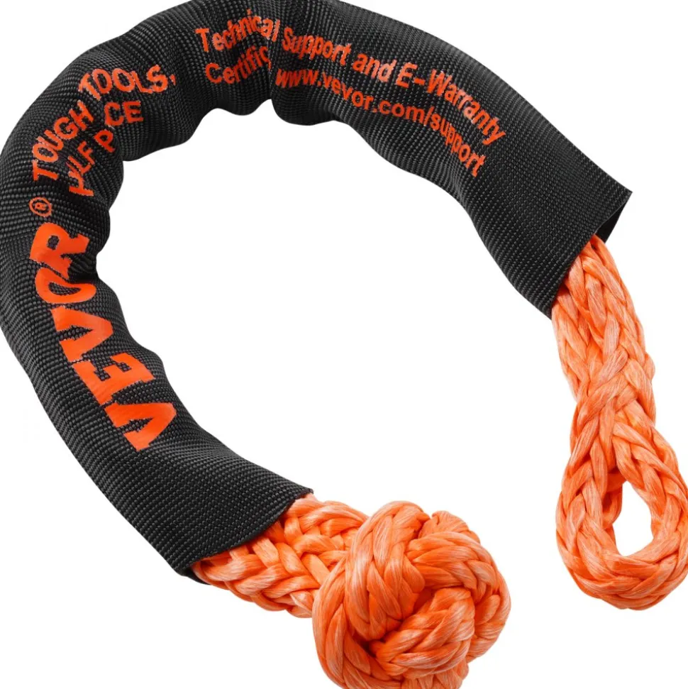VEVOR Synthetic Soft Shackle, 1/2" x 22" (2 Pack) 44092 lbs (20 Ton) Breaking Strength Recovery Tow Shackles with Extra 2 Sleeves & Storage Bag for UTV, ATV, Trucks, Jeep, Off-Road Vehicles, Orange