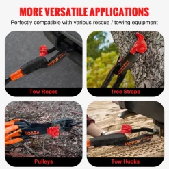 VEVOR Synthetic Soft Shackle, 1/2" x 22" (2 Pack) 44092 lbs (20 Ton) Breaking Strength Recovery Tow Shackles with Extra 2 Sleeves & Storage Bag for UTV, ATV, Trucks, Jeep, Off-Road Vehicles, Red