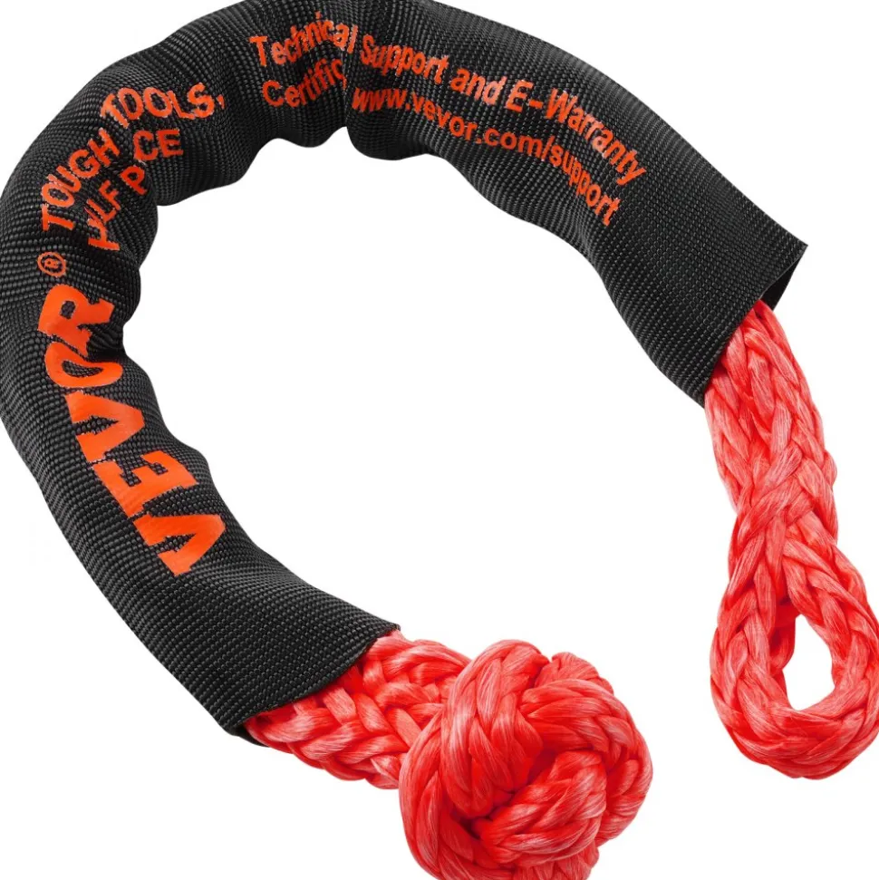 VEVOR Synthetic Soft Shackle, 1/2" x 22" (2 Pack) 44092 lbs (20 Ton) Breaking Strength Recovery Tow Shackles with Extra 2 Sleeves & Storage Bag for UTV, ATV, Trucks, Jeep, Off-Road Vehicles, Red
