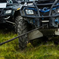 VEVOR Synthetic Winch Rope, 1/2 Inch x 92 Feet 32,000 lbs Synthetic Winch Line Cable Rope with Protective Sleeve + Forged Winch Hook + Pull Strap, Universal Fit for SUV, Large Off-Road Vehicle, Truck