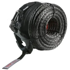 VEVOR Synthetic Winch Rope, 1/2 Inch x 92 Feet 32,000 lbs Synthetic Winch Line Cable Rope with Protective Sleeve + Forged Winch Hook + Pull Strap, Universal Fit for SUV, Large Off-Road Vehicle, Truck