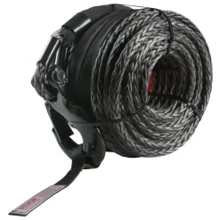 VEVOR Synthetic Winch Rope, 3/8 Inch x 85 Feet 26,500 lbs Synthetic Winch Line Cable Rope with Protective Sleeve + Forged Winch Hook + Pull Strap, Universal Fit for SUV, Large Off-Road Vehicle, Truck
