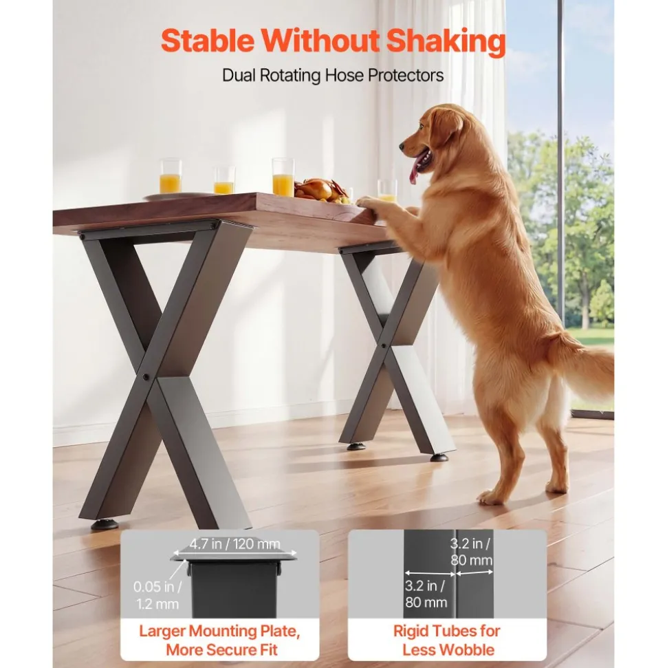 VEVOR Table Legs, 29.5" H x 29.9" W Steel Furniture Legs, Modular Design, Easy Assembly, 2204 lbs Max Load Heavy Duty, for Home Office Desk, Coffee Dinner Bar Tables, Workbench,2 PCS, X Frame, Black