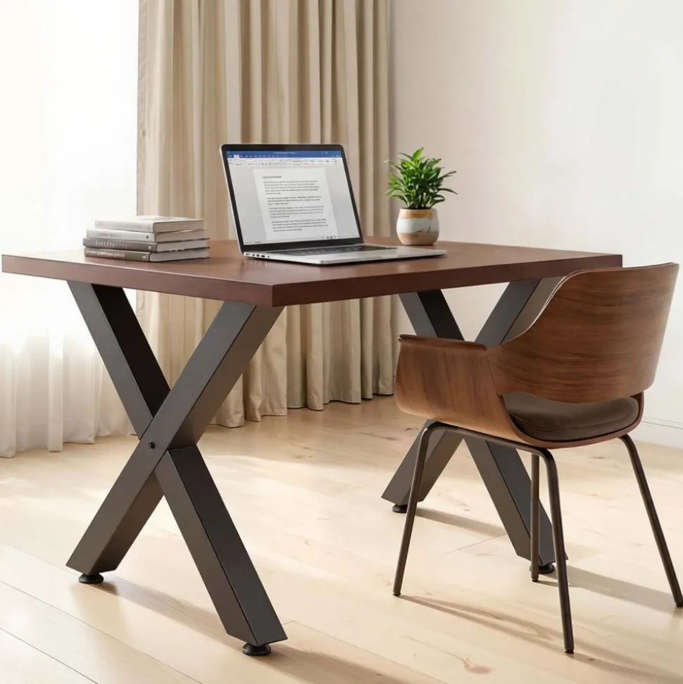 VEVOR Table Legs, 29.5" H x 29.9" W Steel Furniture Legs, Modular Design, Easy Assembly, 2204 lbs Max Load Heavy Duty, for Home Office Desk, Coffee Dinner Bar Tables, Workbench,2 PCS, X Frame, Black