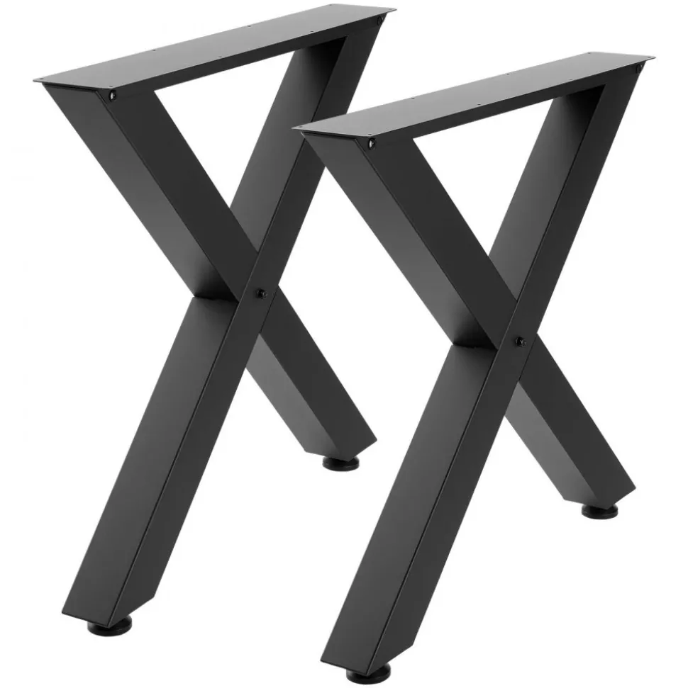 VEVOR Table Legs, 29.5" H x 29.9" W Steel Furniture Legs, Modular Design, Easy Assembly, 2204 lbs Max Load Heavy Duty, for Home Office Desk, Coffee Dinner Bar Tables, Workbench,2 PCS, X Frame, Black