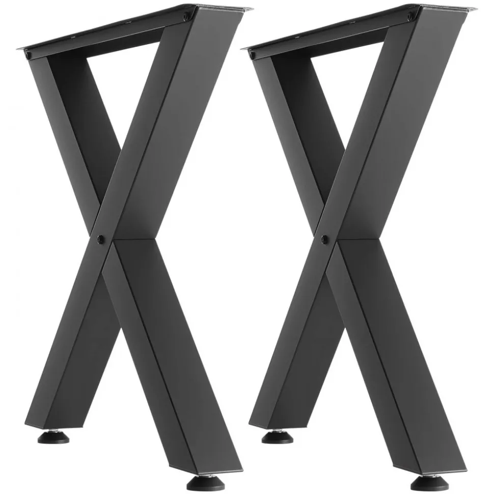 VEVOR Table Legs, 29.5" H x 29.9" W Steel Furniture Legs, Modular Design, Easy Assembly, 2204 lbs Max Load Heavy Duty, for Home Office Desk, Coffee Dinner Bar Tables, Workbench,2 PCS, X Frame, Black