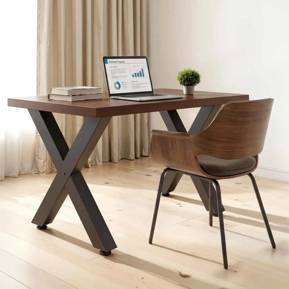 VEVOR Table Legs, 29.5" H x 23.6" W Steel Furniture Legs, Modular Design, Easy Assembly, 2204 lbs Max Load Heavy Duty, for Home Office Desk, Coffee Dinner Bar Tables, Workbench,2 PCS, X Frame, Black