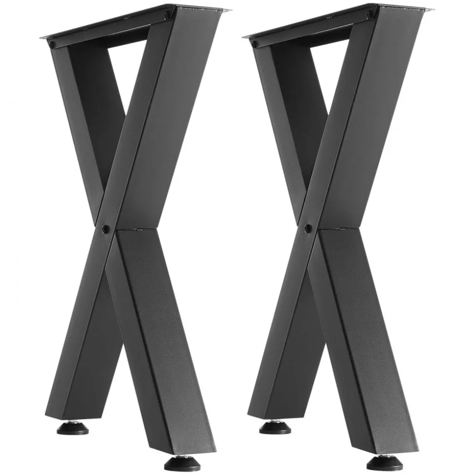 VEVOR Table Legs, 29.5" H x 23.6" W Steel Furniture Legs, Modular Design, Easy Assembly, 2204 lbs Max Load Heavy Duty, for Home Office Desk, Coffee Dinner Bar Tables, Workbench,2 PCS, X Frame, Black