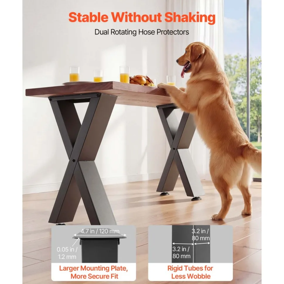 VEVOR Table Legs, 29.5" H x 23.6" W Steel Furniture Legs, Modular Design, Easy Assembly, 2204 lbs Max Load Heavy Duty, for Home Office Desk, Coffee Dinner Bar Tables, Workbench,2 PCS, X Frame, Black