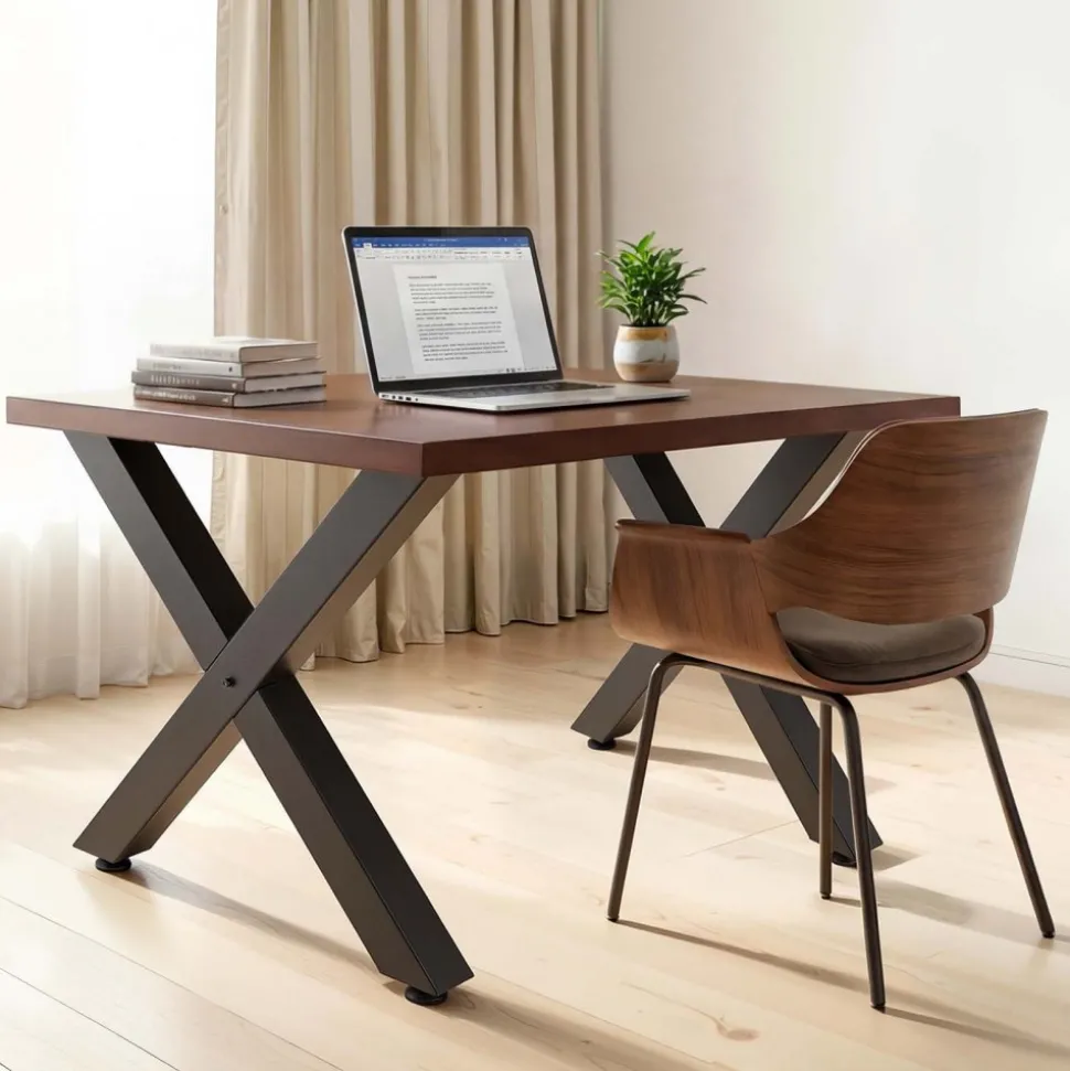 VEVOR Table Legs, 29.5" H x 31.1" W Steel Furniture Legs, Modular Design, Easy Assembly, 2204 lbs Max Load Heavy Duty, for Home Office Desk, Coffee Dinner Bar Tables, Workbench,2 PCS, X Frame, Black