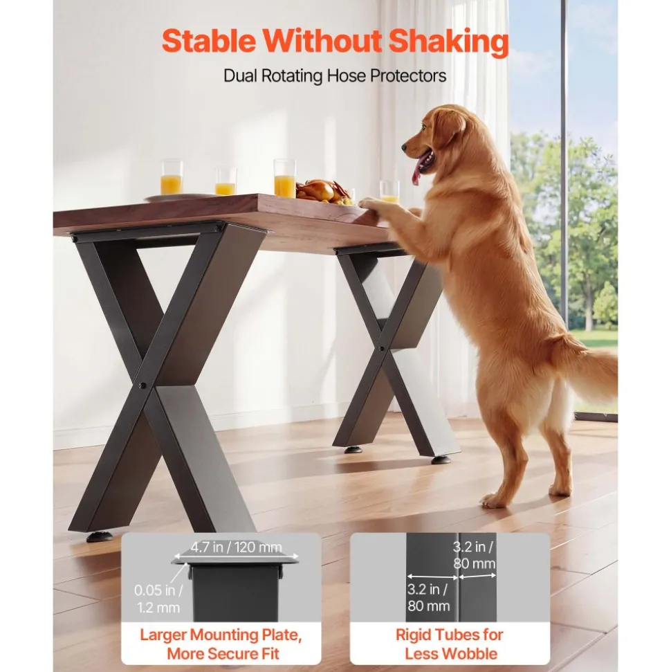 VEVOR Table Legs, 29.5" H x 31.1" W Steel Furniture Legs, Modular Design, Easy Assembly, 2204 lbs Max Load Heavy Duty, for Home Office Desk, Coffee Dinner Bar Tables, Workbench,2 PCS, X Frame, Black