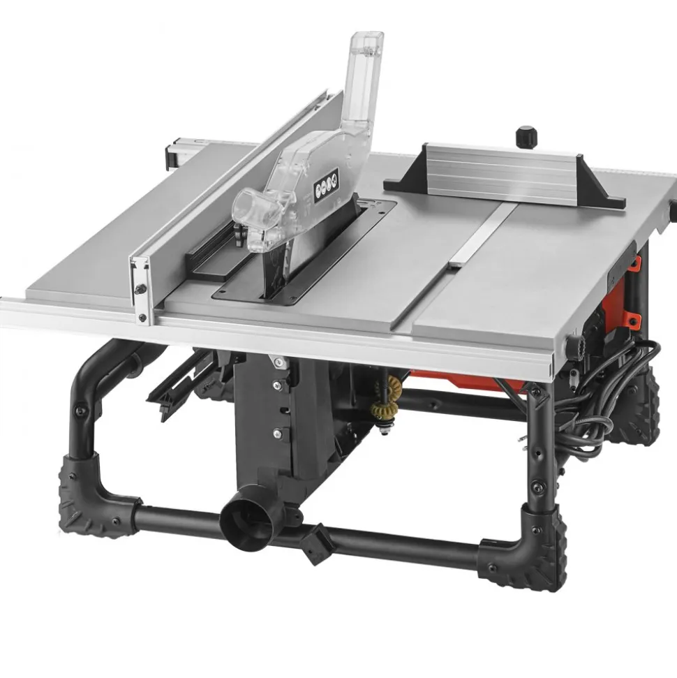 VEVOR Table Saw for Jobsite, 10-inch 15-Amp, 25-in Max Rip Capacity, Cutting Speed up to 4500RPM, 40T Blade, Portable Compact Tablesaw with Sliding Miter Gauge for DIY Woodworking and Furniture Making
