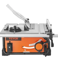 VEVOR Table Saw for Jobsite, 10-inch 15-Amp, 25-in Max Rip Capacity, Cutting Speed up to 4500RPM, 40T Blade, Portable Compact Tablesaw with Sliding Miter Gauge for DIY Woodworking and Furniture Making