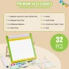 VEVOR Tabletop Art Easel for Kids, 3-in-1 Wooden Double-Sided Kid's Art Easel with Magnetic Whiteboard, Chalkboard, Paper Roll, Foldable Portable Drawing Board with Painting Accessories for Boys Girls