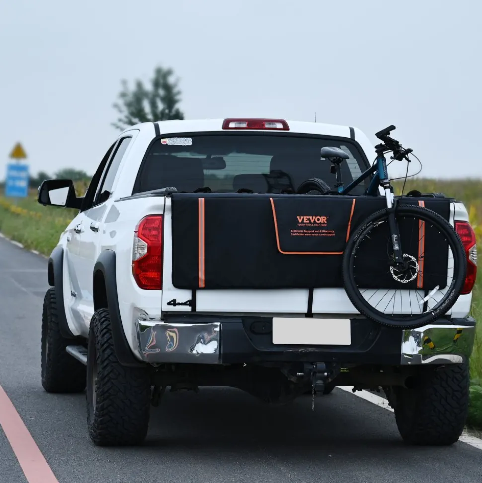 VEVOR Tailgate Bike Pad, 62" Truck Tailgate Pad Carry 6 Mountain Bikes, Tailgate Protection Pad with Reflective Strips and Tool Pockets, Tailgate Pad with Rear Camera Opening for Pickup Trucks