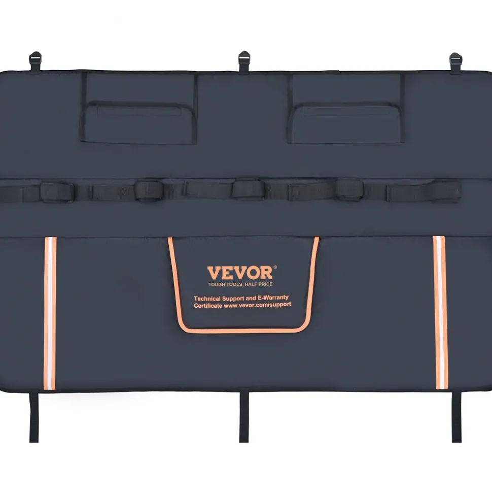 VEVOR Tailgate Bike Pad, 53" Truck Tailgate Pad Carry 5 Mountain Bikes, Tailgate Protection Pad with Reflective Strips and Tool Pockets, Tailgate Pad with Camera Opening for Mid-Size Pickup Trucks