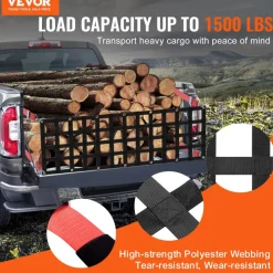 VEVOR Tailgate Net, 54 in x 18 in, Heavy Duty Cargo Net for Truck Bed with 4 Adjustable Telescopic Straps, Extendable & Durable, Flexible Adjustment, Suitable for Pickup, Trailer, Truck, Jeep, SUV