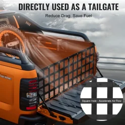 VEVOR Tailgate Net, 60 in x 18 in, Heavy Duty Cargo Net for Truck Bed with 4 Adjustable Telescopic Straps, Extendable & Durable, Flexible Adjustment, Suitable for Pickup, Trailer, Truck, Jeep, SUV