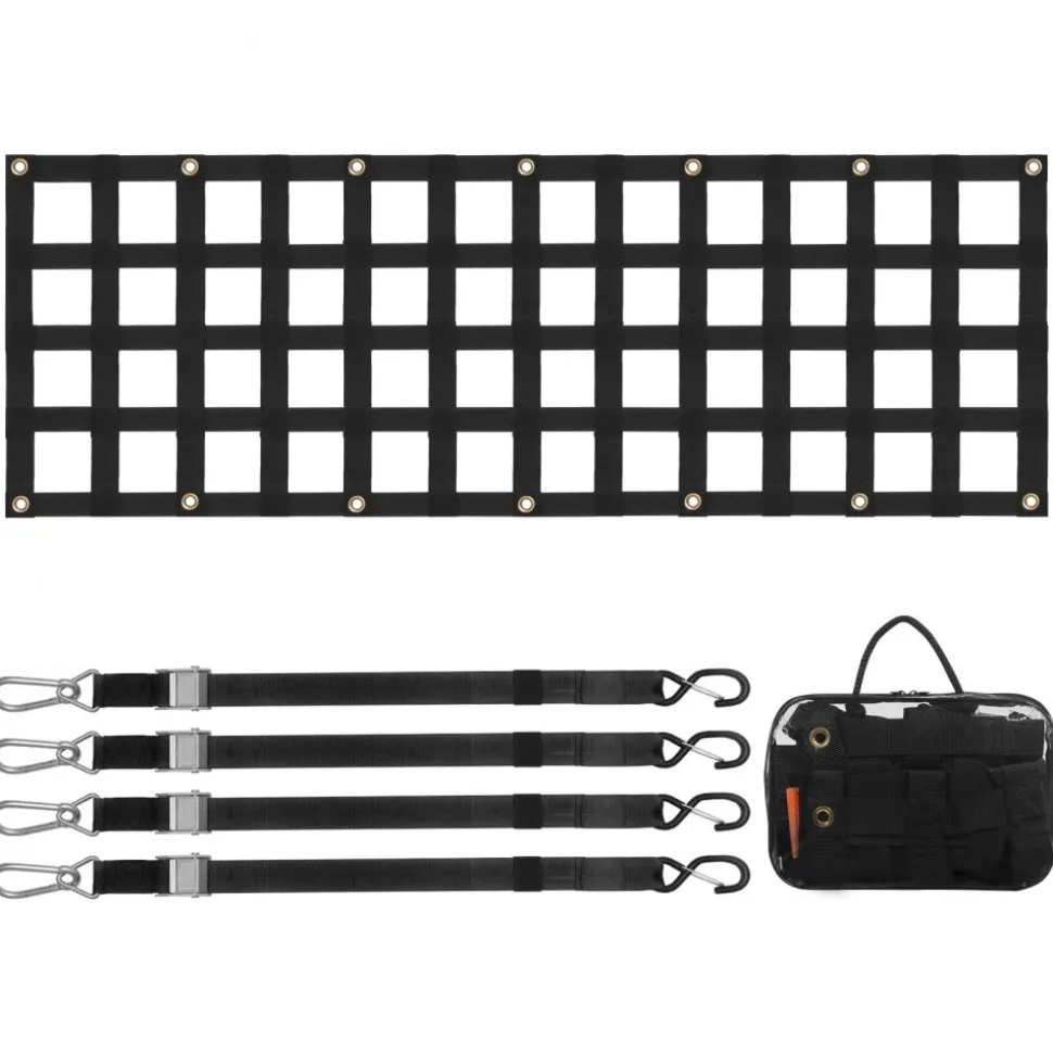 VEVOR Tailgate Net, 60 in x 18 in, Heavy Duty Cargo Net for Truck Bed with 4 Adjustable Telescopic Straps, Extendable & Durable, Flexible Adjustment, Suitable for Pickup, Trailer, Truck, Jeep, SUV