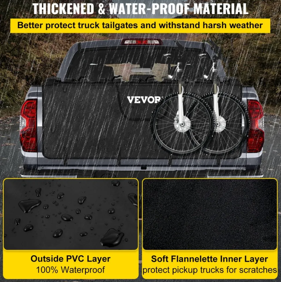 VEVOR Tailgate Pad, 54" Wide Pickup Truck Tailgate Bike Pad, Bike Tailgate Protection Cover Carries up to 5 Bikes, Truck Bed Bike Pad with PVC Outer Layer, Tool Pocket and Straps