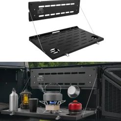 VEVOR Tailgate Table for 2021-2026 Ford Bronco 4 Door Hardtops (Exclude Bronco Sport), Foldable Molle Panel Drop Down Table, Rear Door Cargo Storage Rack Shelf Luggage Holder Carrier