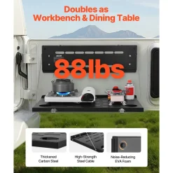 VEVOR Tailgate Table for 2021-2026 Ford Bronco 4 Door Hardtops (Exclude Bronco Sport), Foldable Molle Panel Drop Down Table, Rear Door Cargo Storage Rack Shelf Luggage Holder Carrier