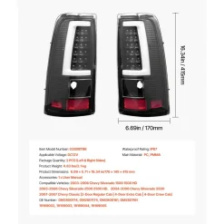 VEVOR Tail Light Assembly Compatible with 2003-2006 Chevy Silverado 1500 1500 HD 2500 2500 HD 3500, 2007-2007 Chevy Classic, 2PCS Driver & Passenger Side LED Taillight Brake Lamps with Bulbs, Black