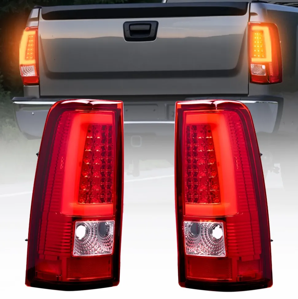 VEVOR Tail Light Assembly Compatible with 2003-2006 Chevy Silverado 1500 1500 HD 2500 2500 HD 3500, 2007-2007 Chevy Classic, 2PCS Driver & Passenger Side LED Taillight Brake Lamps with Bulbs, Red