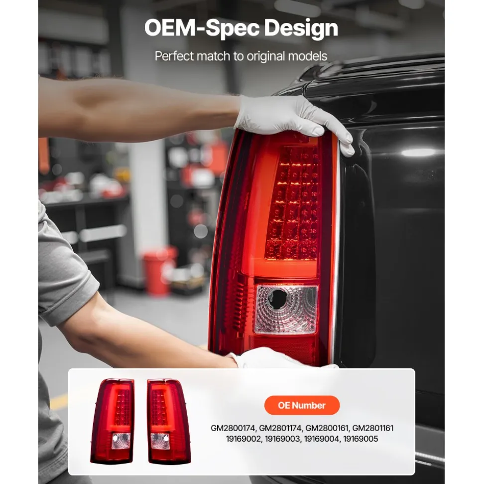 VEVOR Tail Light Assembly Compatible with 2003-2006 Chevy Silverado 1500 1500 HD 2500 2500 HD 3500, 2007-2007 Chevy Classic, 2PCS Driver & Passenger Side LED Taillight Brake Lamps with Bulbs, Red