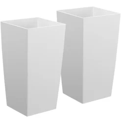 VEVOR Tall Planters Set of 2, 30 Inch Large Outdoor Taper Planters for Outdoor Indoor Plants, Front Porch Plastic Modern Flower Pots with Casters, Inner Pot & Drainage Holes for Patio, Garden, Black