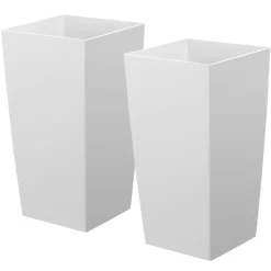 VEVOR Tall Planters Set of 2, 30 Inch Large Outdoor Taper Planters for Outdoor Indoor Plants, Front Porch Plastic Modern Flower Pots with Casters, Inner Pot & Drainage Holes for Patio, Garden, Black