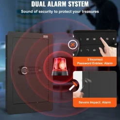 VEVOR 25.59" Tall Wall Safe, 3-Tier Hidden Wall Safe with Keypad, 3 Removable Shelves & 6 Key Holders, Q235 Cold-Rolled Steel In Wall Safe with LED Light & Vibration Alarm for Money, Jewelry, Passport