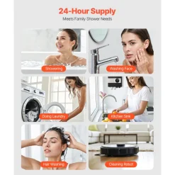 VEVOR Tankless Electric Water Heater, 27kW Instant Hot Water Heater Under Sink, On Demand for Bathroom, Kitchen, Office with LCD Touch Screen, Child Security Lock ,Space-Saving, 240V Black
