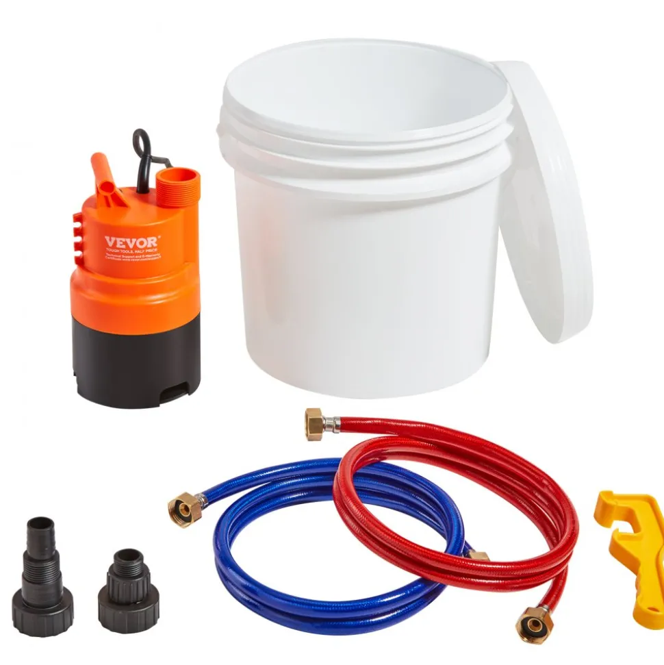 VEVOR Tankless Water Heater Flushing Kit, Includes Efficient Pump & 3.7 Gallon Pail & 2 Hoses, Wrench and Adapter for Quick Install, Easy to Start Water Heater Flush Descale Kit Anti-corrosion