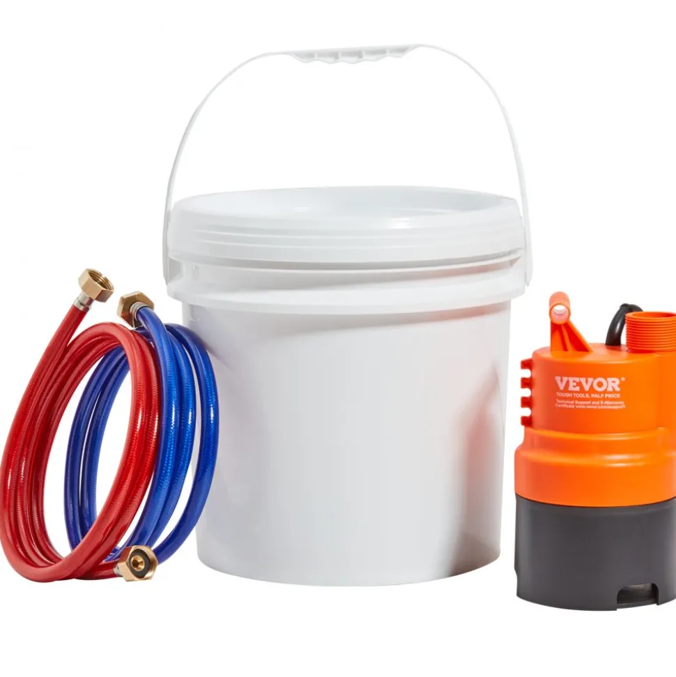 VEVOR Tankless Water Heater Flushing Kit, Includes Efficient Pump & 3.7 Gallon Pail & 2 Hoses, Wrench and Adapter for Quick Install, Easy to Start Water Heater Flush Descale Kit Anti-corrosion