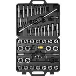VEVOR Tap and Die Set, 51-Piece Metric Sizes M6 to M24, with Coarse and Fine Thread Taps and Dies, Wrench, Carrying Case and Complete Accessories, Bearing Steel, for Threading and Rethreading Threads