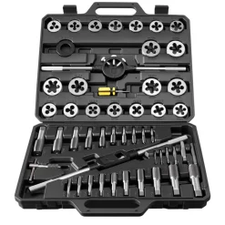 VEVOR Tap and Die Set, 60-Piece Metric and SAE Sizes M3 to M12, #4 to 1/2