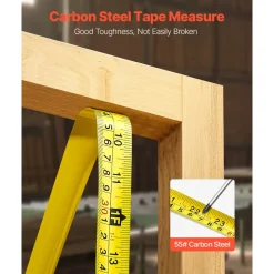VEVOR Tape Measure 25 ft Length, Measuring Tape with Retractable, Imperial and Metric ft/m Dual-Scale & ABS Case & Easy Read Steel Measurement Tool, for Outdoor,Decoration