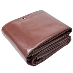 VEVOR Tarp 20x40 ft 16 Mil Extra Thick, Waterproof Poly Plastic Tarps Cover, Multi-Purpose Outdoor Tarpaulin with Grommets & Reinforced Edges for Truck, RV, Boat, Camping (Brown)