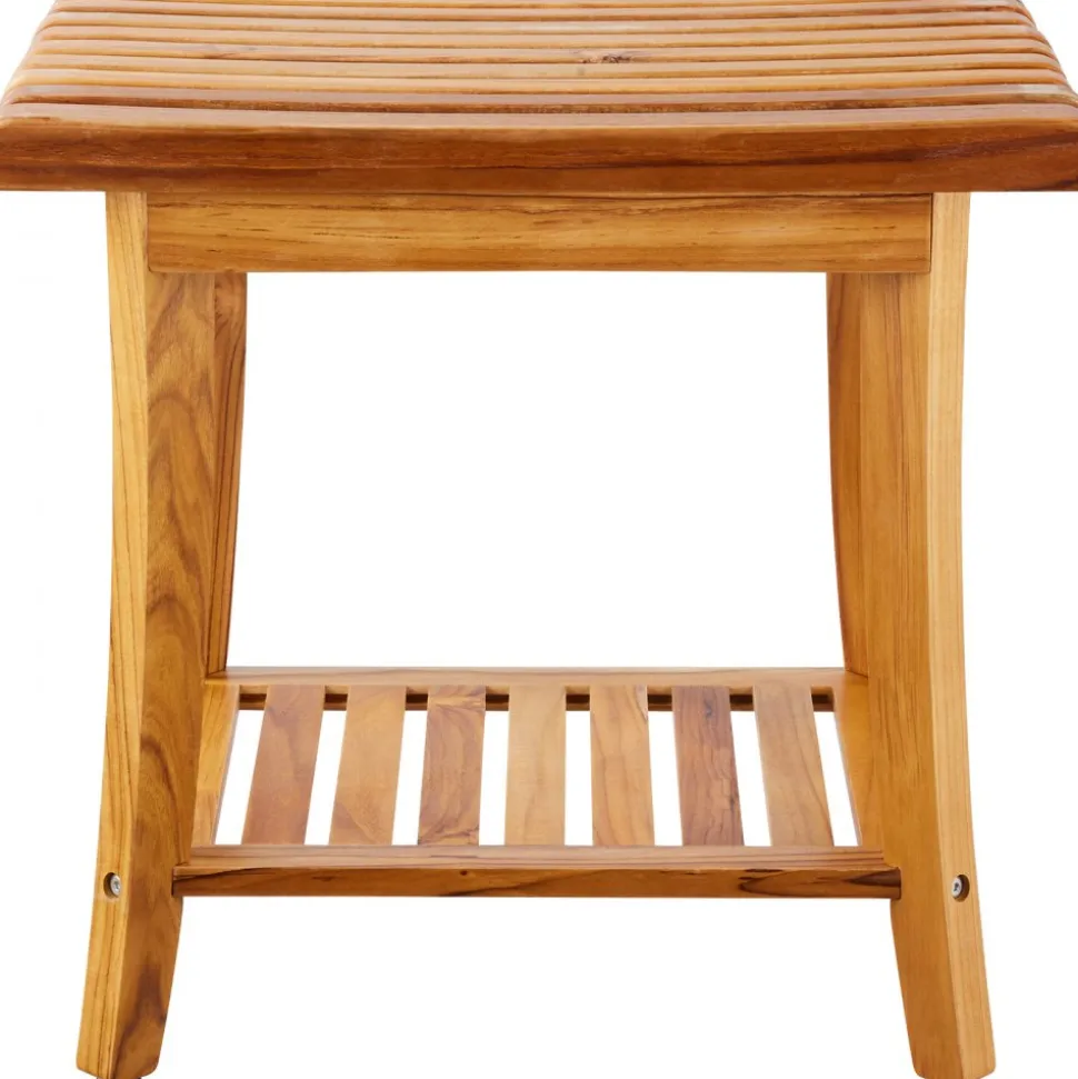 VEVOR Teak Shower Bench, 20 x 14.3 x 17.9 in, Waterproof Wood Shower Stool with Storage Shelf Non-Slip Foot Pads, 400 lbs Maximum Load Capacity Shower Chair Seat, for Bathroom Indoor and Outdoor Use