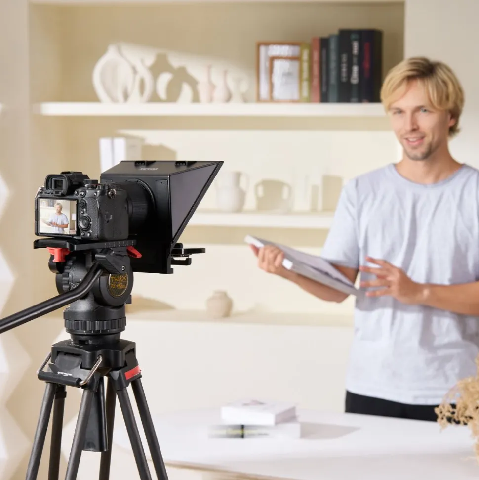 VEVOR Teleprompter, 8" Aluminum Alloy, Desktop Prompter with Adjustable Spectroscope, Remote Control, for YouTube, Twitch, Zoom, Supports DSLR/Webcam/Smartphone, for Video Recording/Live Streaming