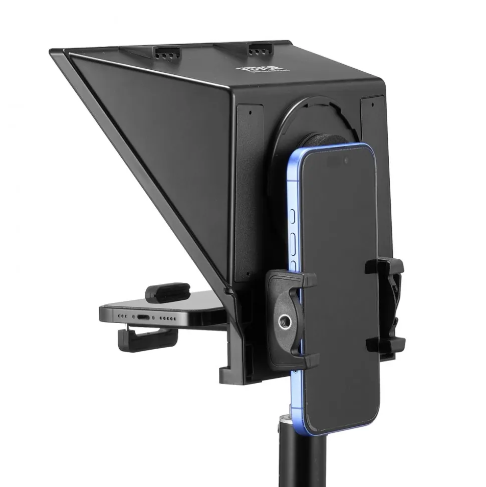 VEVOR Teleprompter, 8" Aluminum Alloy, Desktop Prompter with Adjustable Spectroscope, Remote Control, for YouTube, Twitch, Zoom, Supports DSLR/Webcam/Smartphone, for Video Recording/Live Streaming
