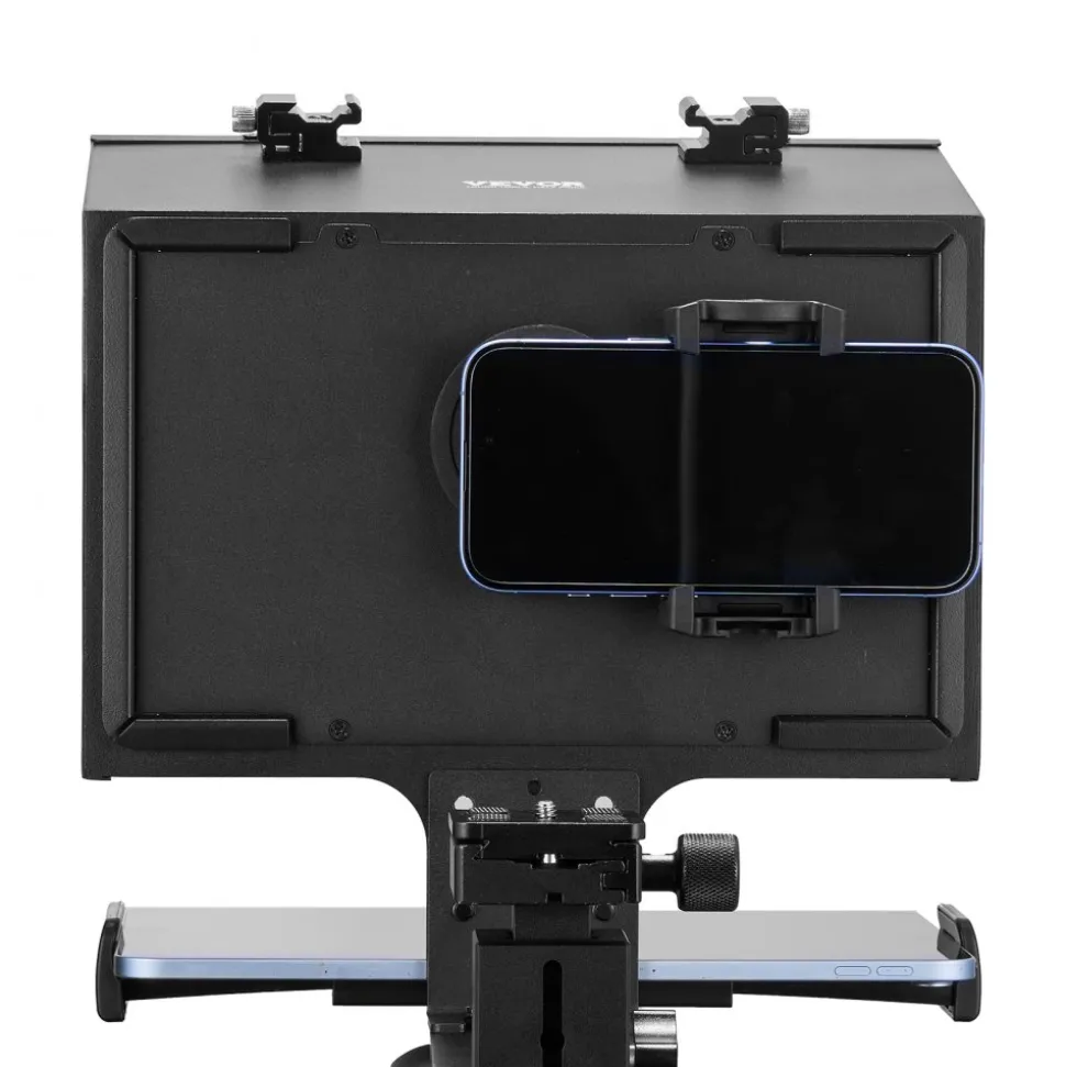 VEVOR Teleprompter, 10" Aluminum Alloy, Desktop Prompter with Adjustable Spectroscope, Remote Control, for YouTube, Twitch, Zoom, Supports DSLR/Webcam/Smartphone, for Video Recording/Live Streaming
