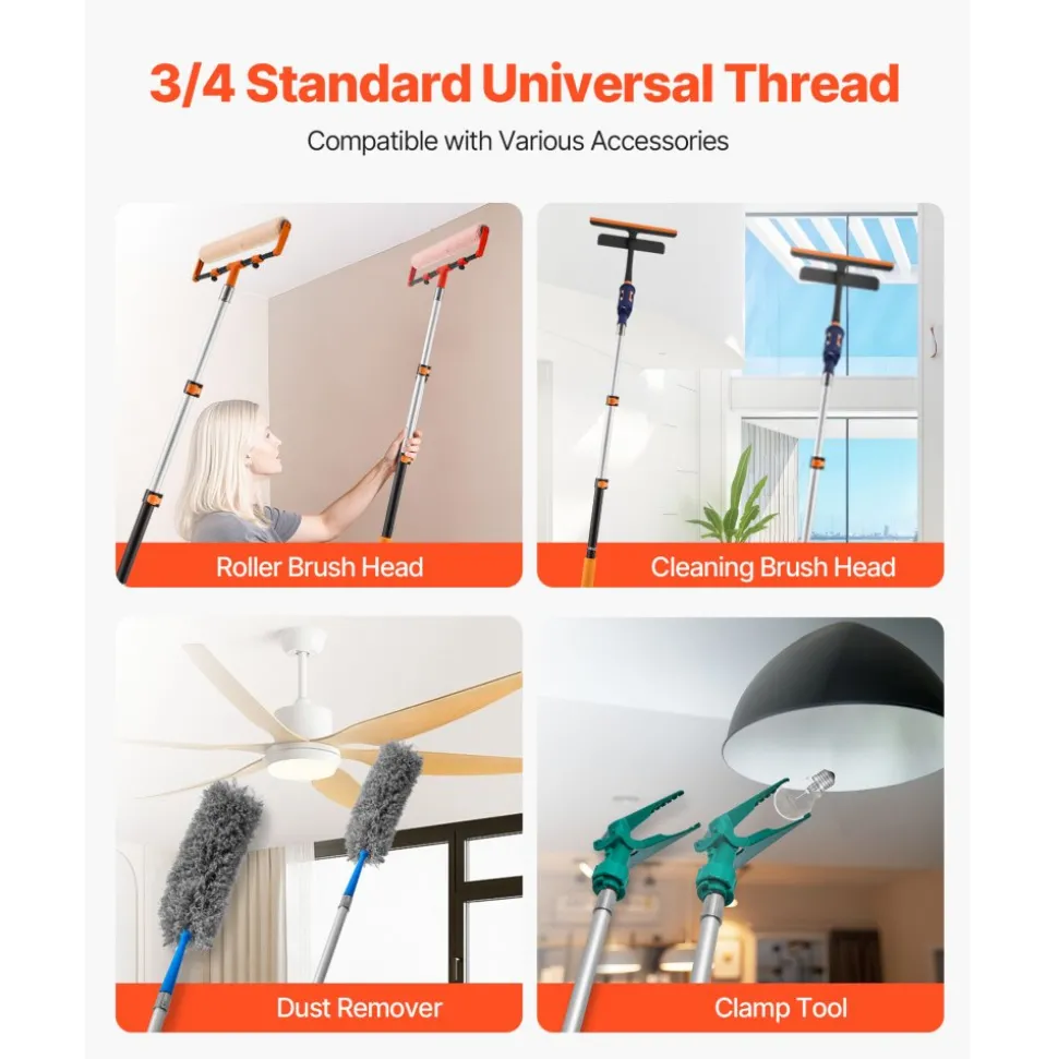 VEVOR Telescopic Extension Pole, 1.76-4 FT Multi-Purpose Extendable Pole, Sturdy Aluminum Alloy Paint Pole Extension with Flip-Lock Design, High Reach Roller Stick for Painting, Dusting and Cleaning