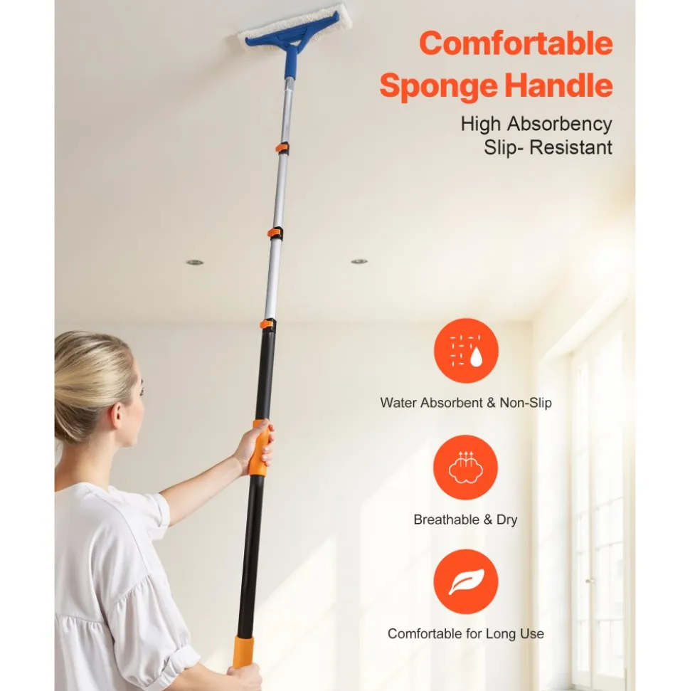 VEVOR Telescopic Extension Pole, 3.8-12 FT Multi-Purpose Extendable Pole, Sturdy Aluminum Alloy Paint Pole Extension with Flip-Lock Design, High Reach Roller Stick for Painting, Dusting and Cleaning