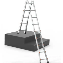 VEVOR Telescoping Ladder A Frame, 17 FT Compact Aluminum Extension Ladder, Multi-Function Portable Collapsible RV Ladder, Telescopic Ladder for Homework Stairs Indoor Outdoor Roof, 330lb Load