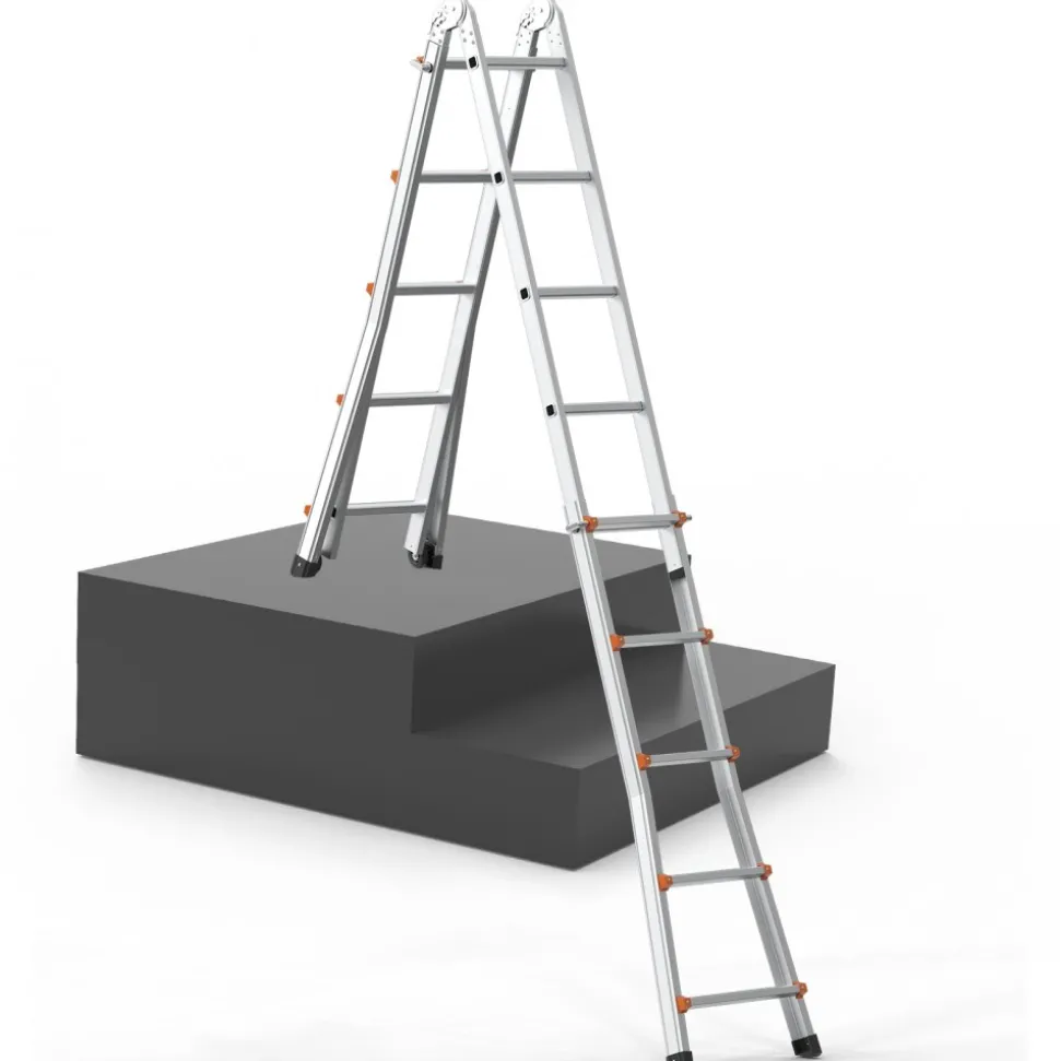 VEVOR Telescoping Ladder A Frame, 20 FT Compact Aluminum Extension Ladder, Multi-Function Portable Collapsible RV Ladder, Telescopic Ladder for Homework Stairs Indoor Outdoor Roof, 330lb Load