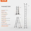 VEVOR Telescoping Ladder A Frame, 13 FT Compact Aluminum Extension Ladder, Multi-Function Portable Collapsible RV Ladder, Telescopic Ladder for Homework Stairs Indoor Outdoor Roof, 330lb Load