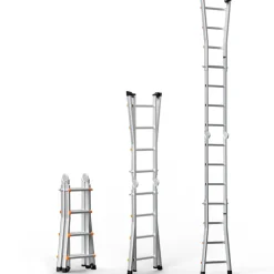 VEVOR Telescoping Ladder A Frame, 13 FT Compact Aluminum Extension Ladder, Multi-Function Portable Collapsible RV Ladder, Telescopic Ladder for Homework Stairs Indoor Outdoor Roof, 330lb Load